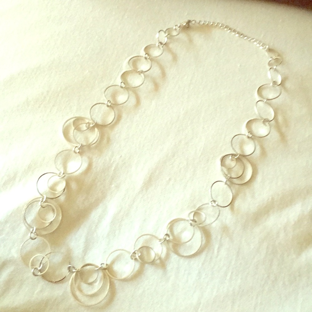 Silver rings adjustable necklace